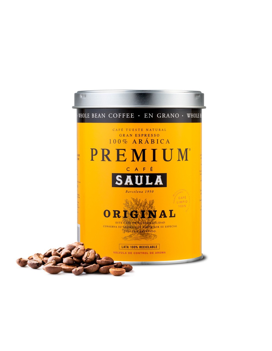 Saula Premium Granos de café originales - Mezcla de espresso 100% arábica  (2 x 17.6 onzas)