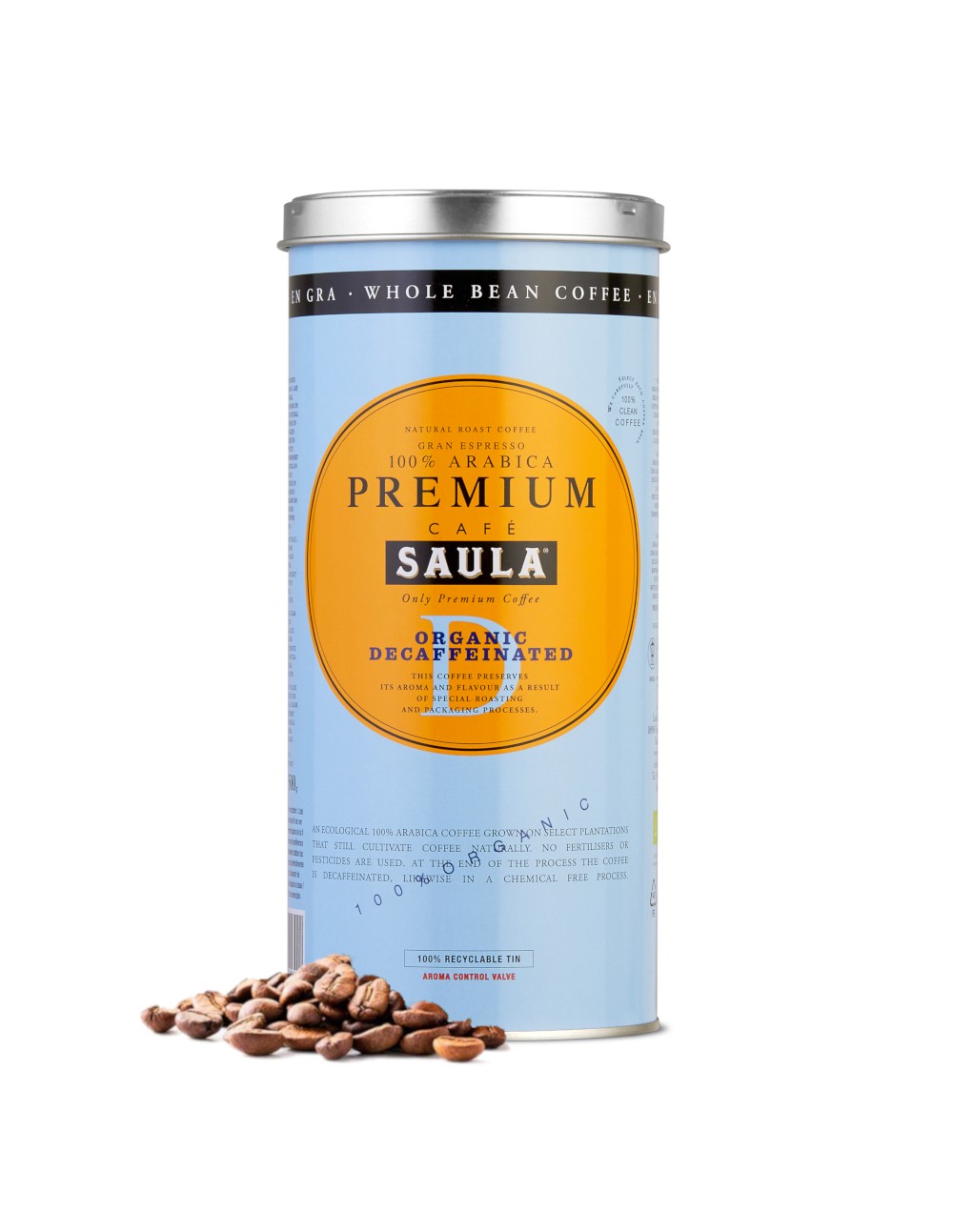 Café en grano  Saula Premium Bourbon, Arábica, Frutos secos, 500 g